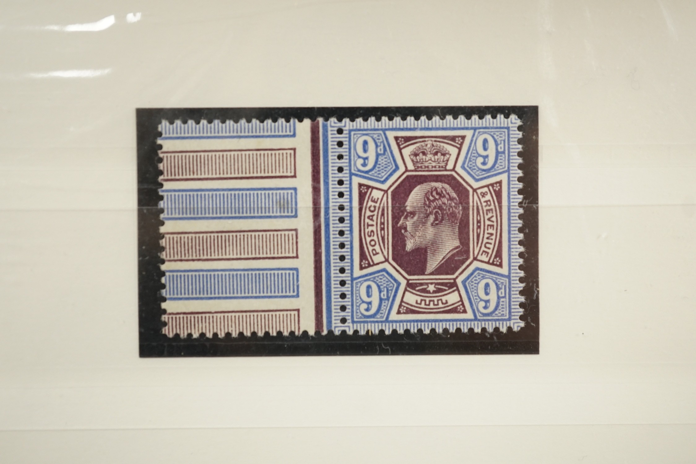 Great Britain Edward VII stamps in auction folders with 9d-10d-one shilling, mint, officials mint and used